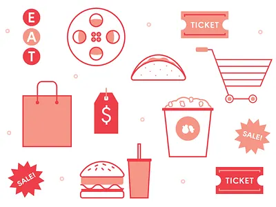 Food Shopping & Film film food icons illustration illustrator shopping simple