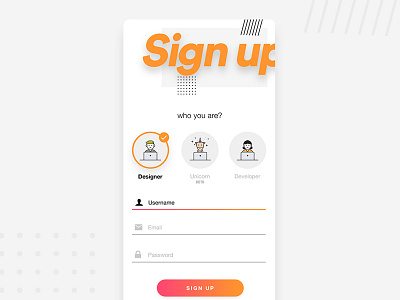 Select User Type 064 app dailyui designer developer sign up signup ui unicorn ux