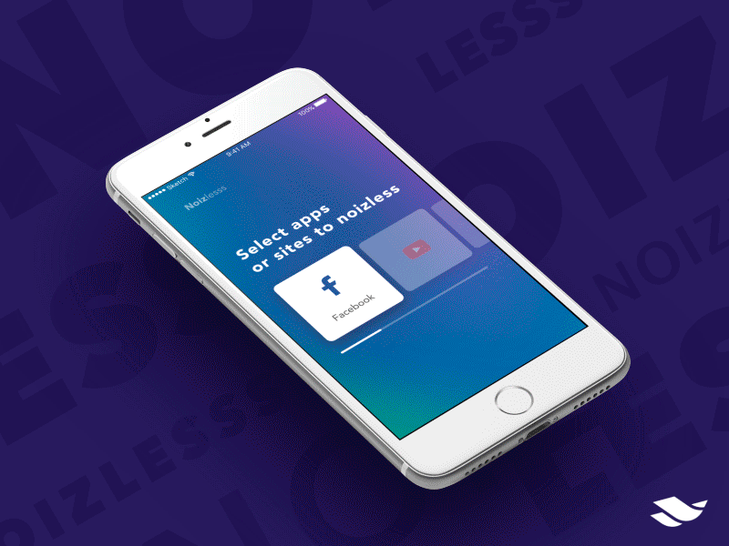 Noizlesss – Time Saver App animation app carousel gradients mobile slider socials ui