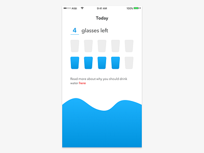 Water intake app blue consumption water