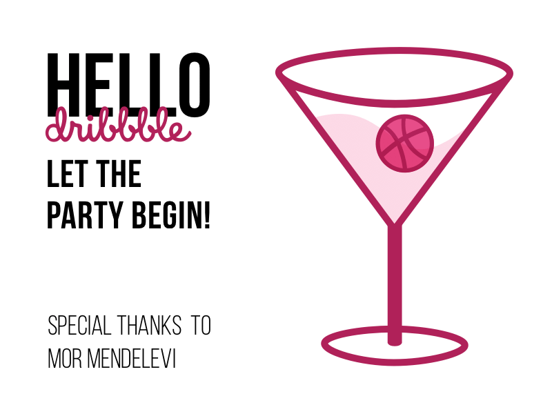 Hello dribbble 1st shot cheers dribbble dribbble invite first shot hello invitation invite party thank you