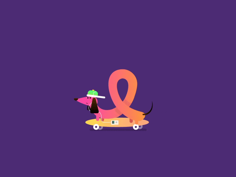Dog. Music. Skate. animation illustration team