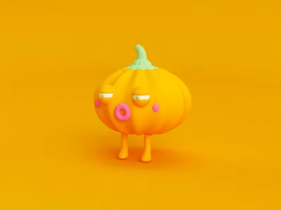 Poor Pumpkin 3d character halloween illustration render