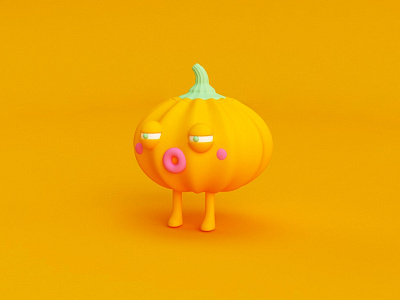 Poor Pumpkin 3d character halloween illustration render