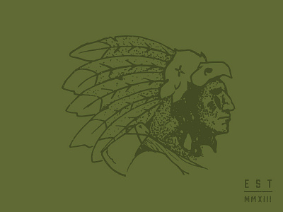 Indian bird chief concept illustration indian screenprinting