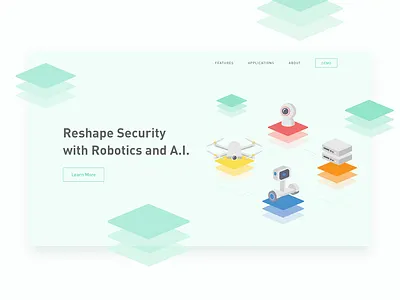 Website home page ai artificial intelligence flat illustration security tech visual website