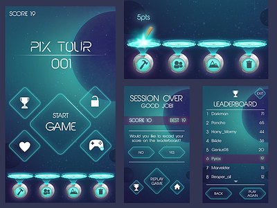 Space Game cartoonish gui mobile portal robot sci fi ship space strategy ui ux videogame