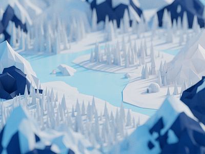 Igloo Illustration arctic b3d blender ice igloo illustration isometric low poly render