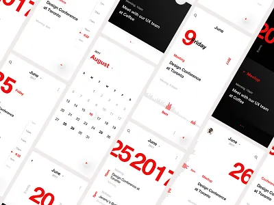 Calendar App app black calendar clear interface ios ui ux white
