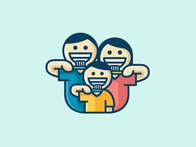 Family Brushing Teeth brush brushing cartoon character child children cute fun friendly doctor dentist family dental father mother son logo identity smile people soft feminine tooth teeth toothbrush orthodontic