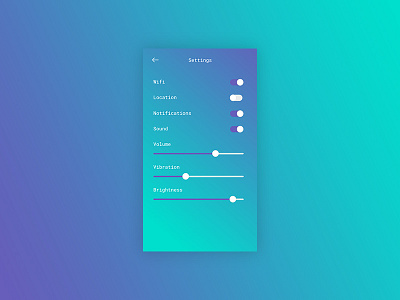 DailyUI #007 - Settings app dailyui design gradient phone settings ui