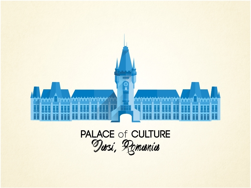 Example of Palace of Culture flat design illustration