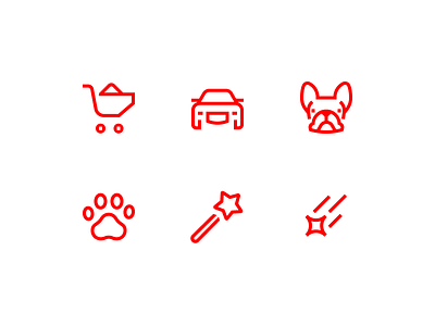 Verb icons cars dreams pets shops