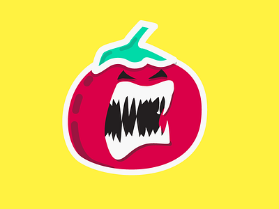 Attack of the Killer Tomato attack flat illustration killer movie sticker tomato