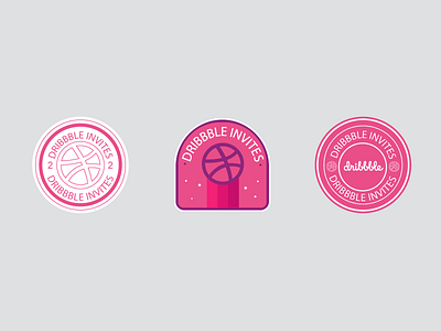 2 Dribble Invites badges dribbble flat invite pink stars sticker