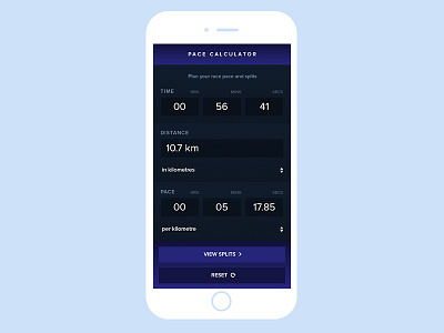 Run Pace Calculator #dailyui #004 004 dailyui digital mobile ui user interface ux web