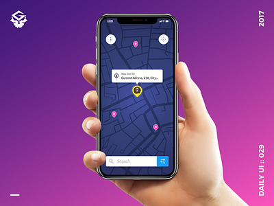 Map | #dailyui #029 029 app daily illustrator interface map mobile ui