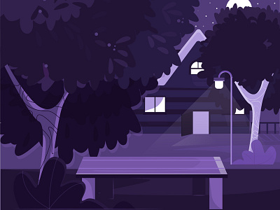 twilight apartments building house illustration night slack spooky