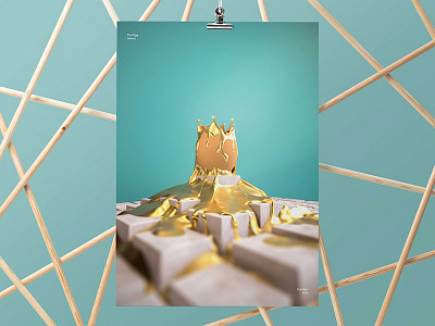 Egg Royale abstract arnold c4d c4dtoa cinema4d crown egg gold liquid photoshop poster royale