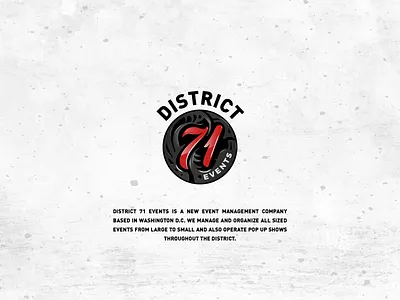 District 71 71 events grunge logo numbers red