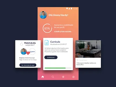 Dashboard - looking for a job android app card hiring interaction ios job match portfolio recruit ui ux
