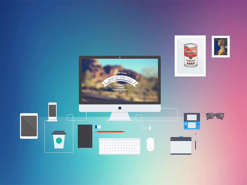 Flat Desk animation desk devices flat gif vector