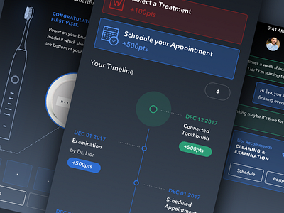 Mobile Dentalcare avenir dentalcare timeline toothbrush treatment ui ux