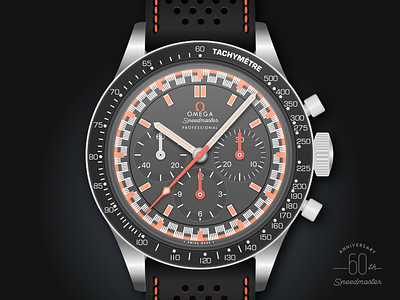 1968 Omega Speedmaster Racing Dial Watch Illustration icon illustration omega omega speedmaster racing watch sketch sketchapp speedmaster vector vintage watch