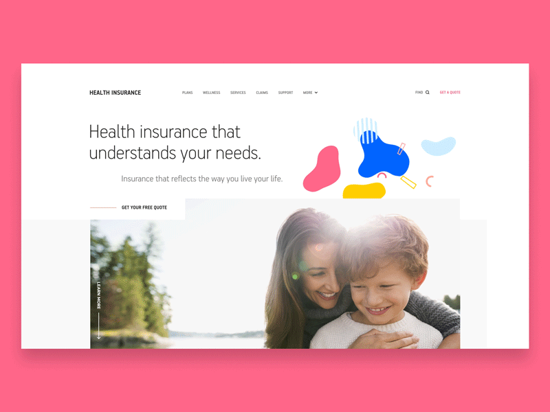 Health Insurance— Hero Animation animation desktop interaction landing load patterns ui ux web website