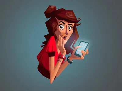 oops character girl phone woman