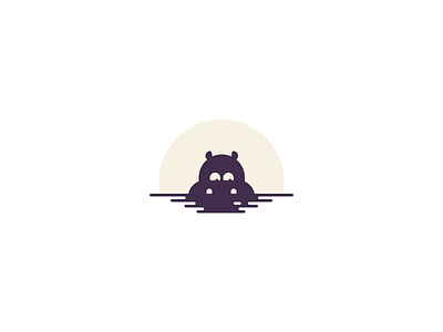Day 91 - Hippo animal daily challenge flat hippo illustration logo nature ripple sun swimming water