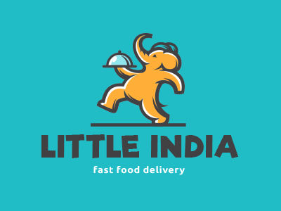 Little India animal cartoon elephant food icon india logo mascot pet restaurant run zoo