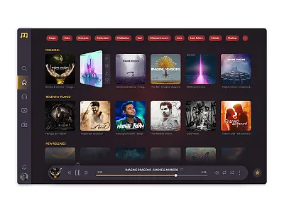 Musio - Home page app branding dialog box flat icons logo music product ui user interface ux web design