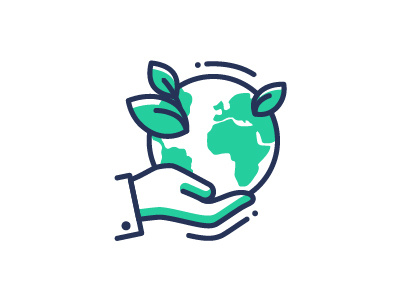 Environment protection design earth eco ecology environment green hand icon. line planet protect save