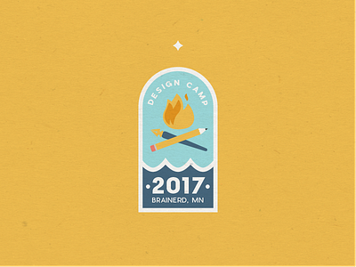 Design Camp badge camping fire illustration minnesota