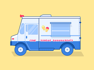 Ice Cream Truck artwork colorful flat illustration summer vector