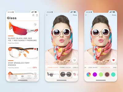 Glass app color custom glasses ios iphonex mobile sketch ui ux