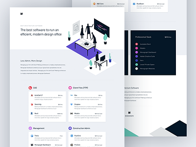 Architecture Software — Monograph architecture cards illustration landing page list marketing