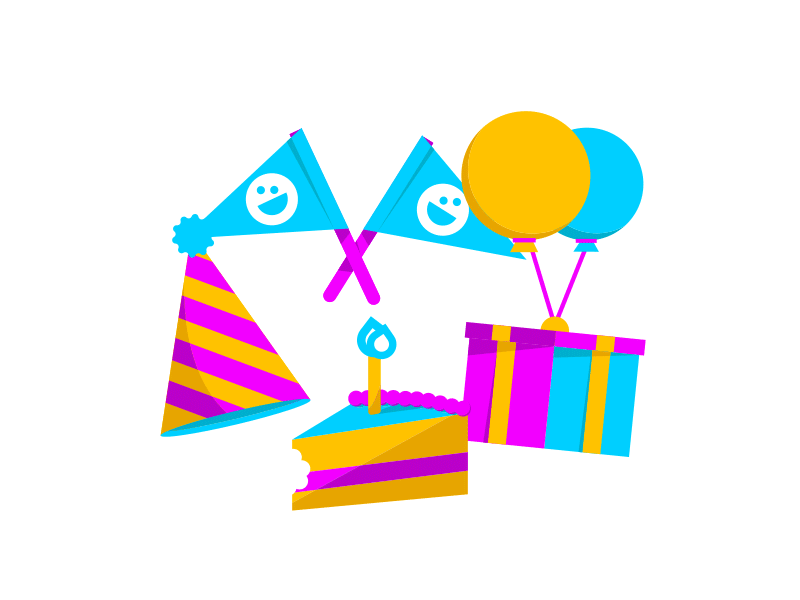 Party aftereffects animation cake flag flat gift graphics illustration motion party