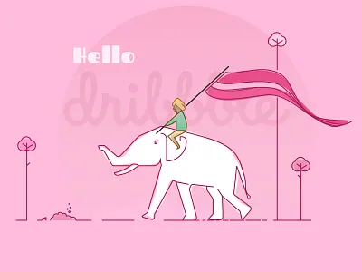Hello, dribbble! debut hello long flag white elephant