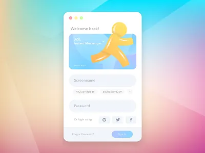 AOL Sign In app clean design drawing flat gradient logo mark sketch ui