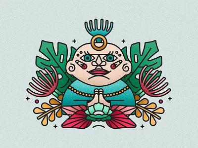 Character design buddha god plants rapper religion