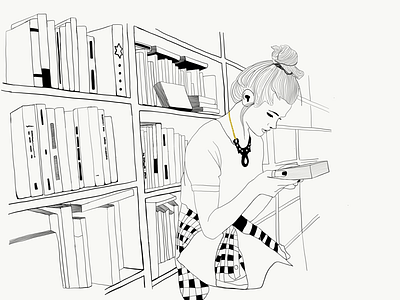 En la biblioteca apple pencil apps blank and white dibujo illustration illustrator ilustración ipad minimal sketch