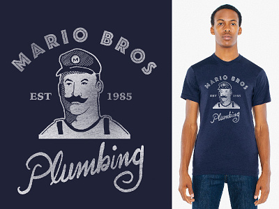 Mario Bros Plumbing Shirt cartoon drawing games logo nintendo shirt sketch