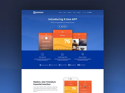 App Landing Page app blue landing one page promote template theme web
