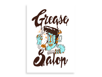 Grease Salon graffiti hair illustration lettering logo street