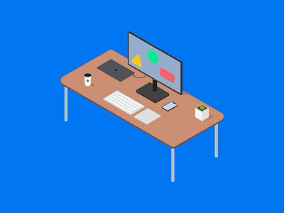 Side Hustle - Header Illustration coffee computer illustration iphone iphone x isometric isometric illustration macbook plant vector