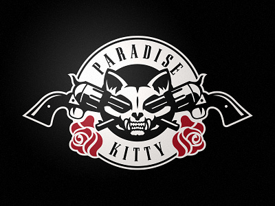 Paradise Kitty band logo brand cat entertainment guns kitty logo music rock and roll roses roundel