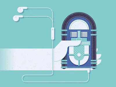 Modern Jukebox earphones illustration jukebox magazine music texture vinyl