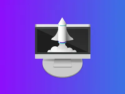 Rocket launch icon gradient icon imac launch pc rocket smoke web